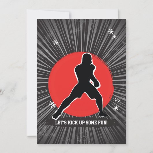 Invitation Karate Kid Ninja Martial Arts fête d'anniversaire (Dos)
