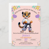 Invitation Karate Martial Animal Arts Fille d'anniversaire (Devant / Derrière)