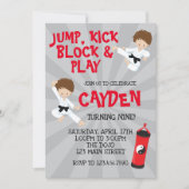Invitation Karate Martial Arts Rouge et Noir Anniversaire (Devant)