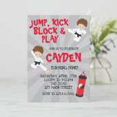 Invitation Karate Martial Arts Rouge et Noir Anniversaire (Debout devant)