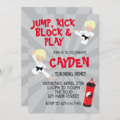 Invitation Karate Martial Arts Rouge et Noir Invitday Birthda (Devant / Derrière)