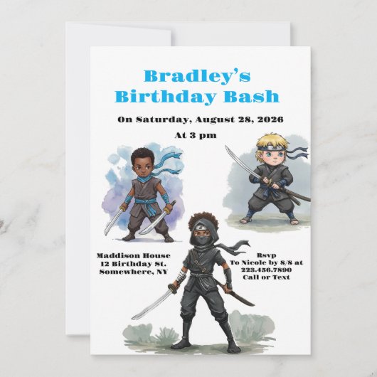 Invitation Karate Ninja Boy's Birthday Bash (Devant)