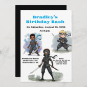 Invitation Karate Ninja Boy's Birthday Bash (Devant / Derrière)