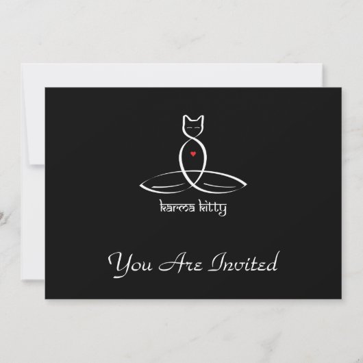 Invitation Karma Kitty - Texte de style sanskrit. (Devant)