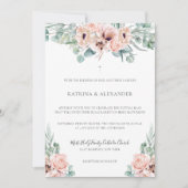 Invitation Katrina Pink Boho Mariage catholique moderne (Devant)