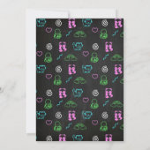 Invitation Kawaii Anniversaire Chalkboard Neon Party Invitati (Dos)
