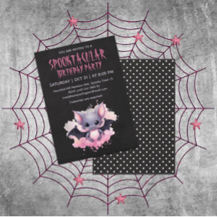Invitation Kawaii Bat Halloween fête d'anniversaire
