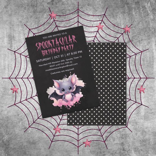 Invitation Kawaii Bat Halloween fête d'anniversaire