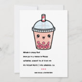 Invitation Kawaii Boba Tea Photo de la fête d'anniversaire (Devant)