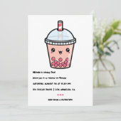 Invitation Kawaii Boba Tea Photo de la fête d'anniversaire (Debout devant)
