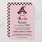 Invitation Kawaii Chat Halloween fête d'anniversaire (Devant / Derrière)
