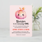 Invitation Kawaii Citrouille Halloween fête d'anniversaire (Debout devant)