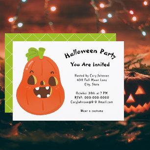 Invitation Kawaii Citrouille Halloween Jack o' Lantern WH Par