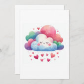 Invitation kawaii clouds  (Devant / Derrière)