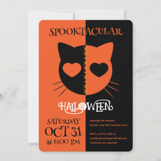 Invitation Kawaii Creepy Cute Cat Spooktacular Halloween