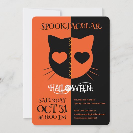 Invitation Kawaii Creepy Cute Cat Spooktacular Halloween (Devant)