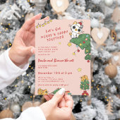Invitation Kawaii Cute Cat & Christmas Tree