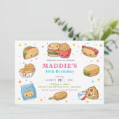 Invitation Kawaii Cute Fast Food Party Fille Anniversaire (Debout devant)