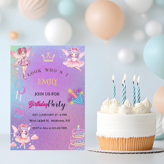 Invitation Kawaii Fairy Kids Birthday 