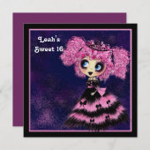 Invitation Kawaii fille douce 16 PinkyP (Devant / Derrière)