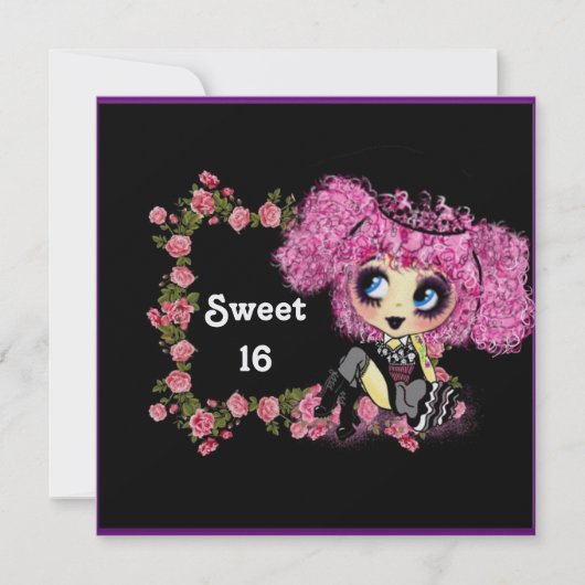 Invitation Kawaii fille douce 16 PinkyP (Devant)