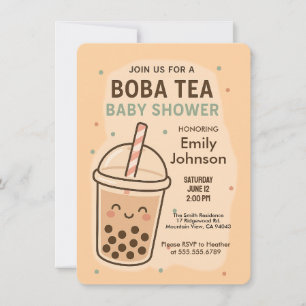 Invitation Kawaii Genre Neutre Pastel Boba Tea Baby shower