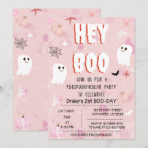Kawaii Halloween Fantôme rose Anniversaire Hey Boo