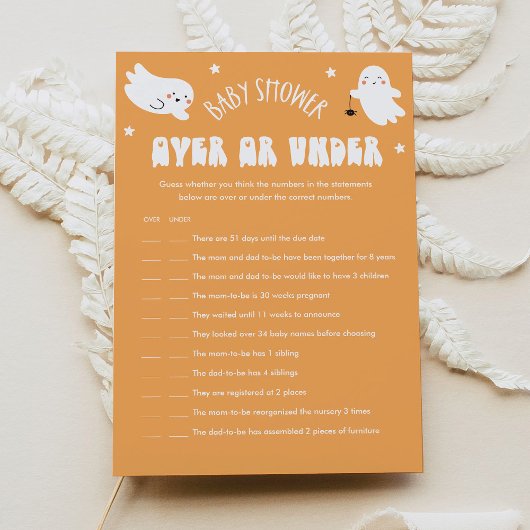 Invitation Kawaii Halloween Plus Ou Moins Baby shower Jeu