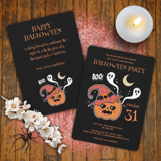 Invitation Kawaii Jack O' Lantern Déplaisant