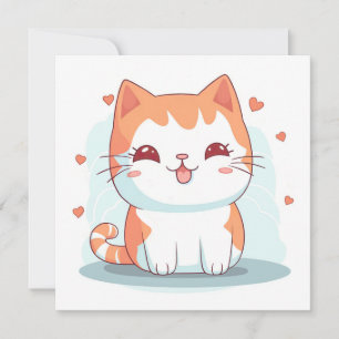 Invitation Kawaii Kitty Chat Chibi