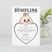 Invitation Kawaii Little Dumpling Dim Sum Baby shower blanc (Debout devant)