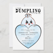 Invitation Kawaii Little Dumpling Dim Sum Baby shower bleu (Devant)