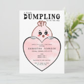 Invitation Kawaii Little Dumpling Dim Sum Baby shower rose (Debout devant)
