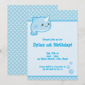 Invitation Kawaii Narwhal (Devant / Derrière)