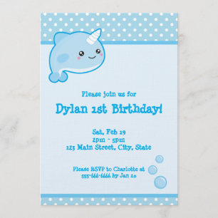 Invitation Kawaii Narwhal