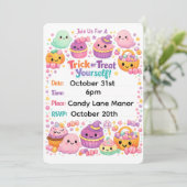 Invitation Kawaii Pastel Chibi Fantôme Halloween (Debout devant)