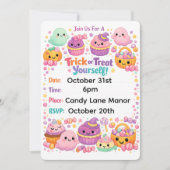 Invitation Kawaii Pastel Chibi Fantôme Halloween (Devant)
