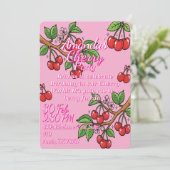 Invitation Kawaii Red Cherry Vibes Cute Girly Aesthetic (Debout devant)