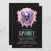 Invitation Kawaii Spider Halloween fête d'anniversaire (Devant / Derrière)