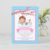 Invitation Kawaii Spring Cherry Blossoms Fête d'anniversaire (Debout devant)