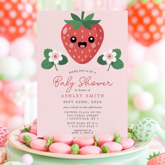 Invitation Kawaii Strawberry Baby Shower