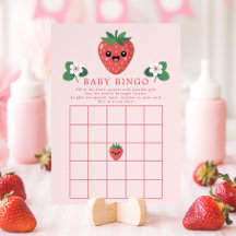 Kawaii Strawberry Baby Shower Bingo Game Card