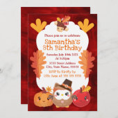 Invitation Kawaii Thanksgiving Owl Citrouille Apple Anniversa (Devant / Derrière)