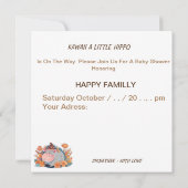invitation kawaii un petit baby shower hippo (Dos)