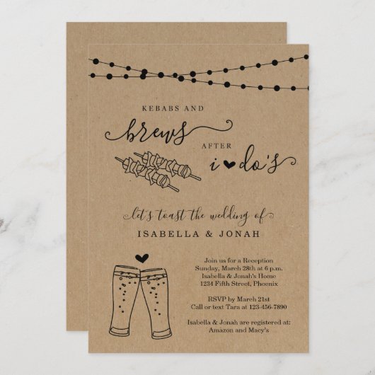 Invitation Kebabs & Brews Après Que J'Ai Réception Seulement  (Devant / Derrière)