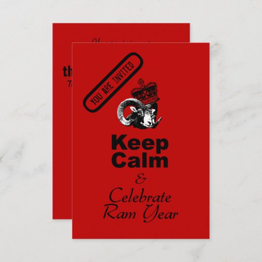 Invitation Keep Calm and Celebrate Chinese New Year 2027 (Devant / Derrière)