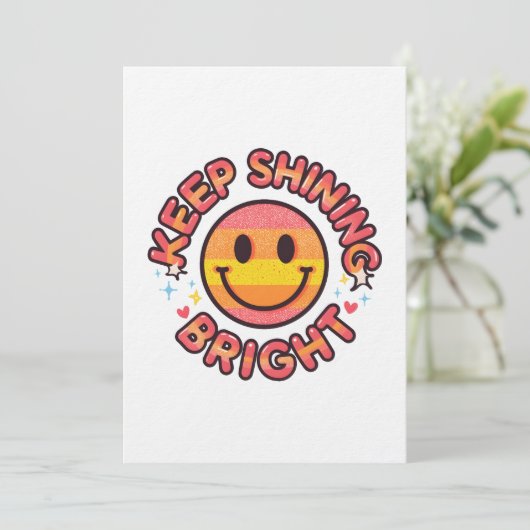 Invitation Keep Shining Bright Sticker – Retro 90s Smiley  (Debout devant)