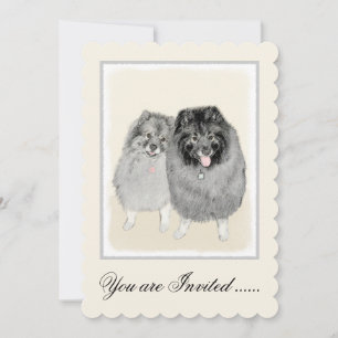 Invitation Keeshond Maman et Son Peinture - Art Chien origina