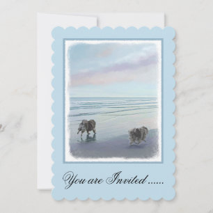 Invitation Keeshonds at the Seashore Peinture Dog Art