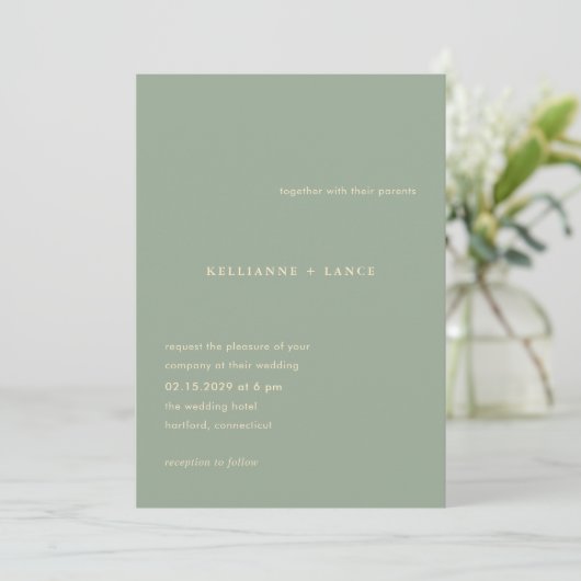 Invitation Kellianne Sage Green Mariage moderne (Debout devant)